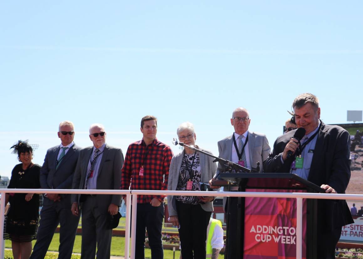 Trevor Casey gives the acceptance speech